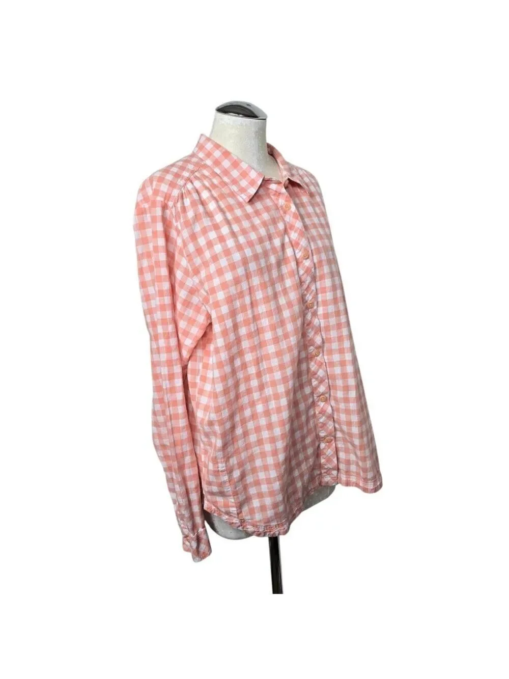 Columbia Plaid Button Down Long Sleeves Shirt XXL Peachy Pink & White